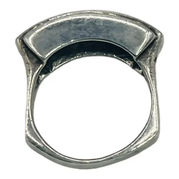 925 Italy Sterling Silver Estate Vintage Ring Artistic Sleek Wide Size 6.75 - Picture 3 of 11
